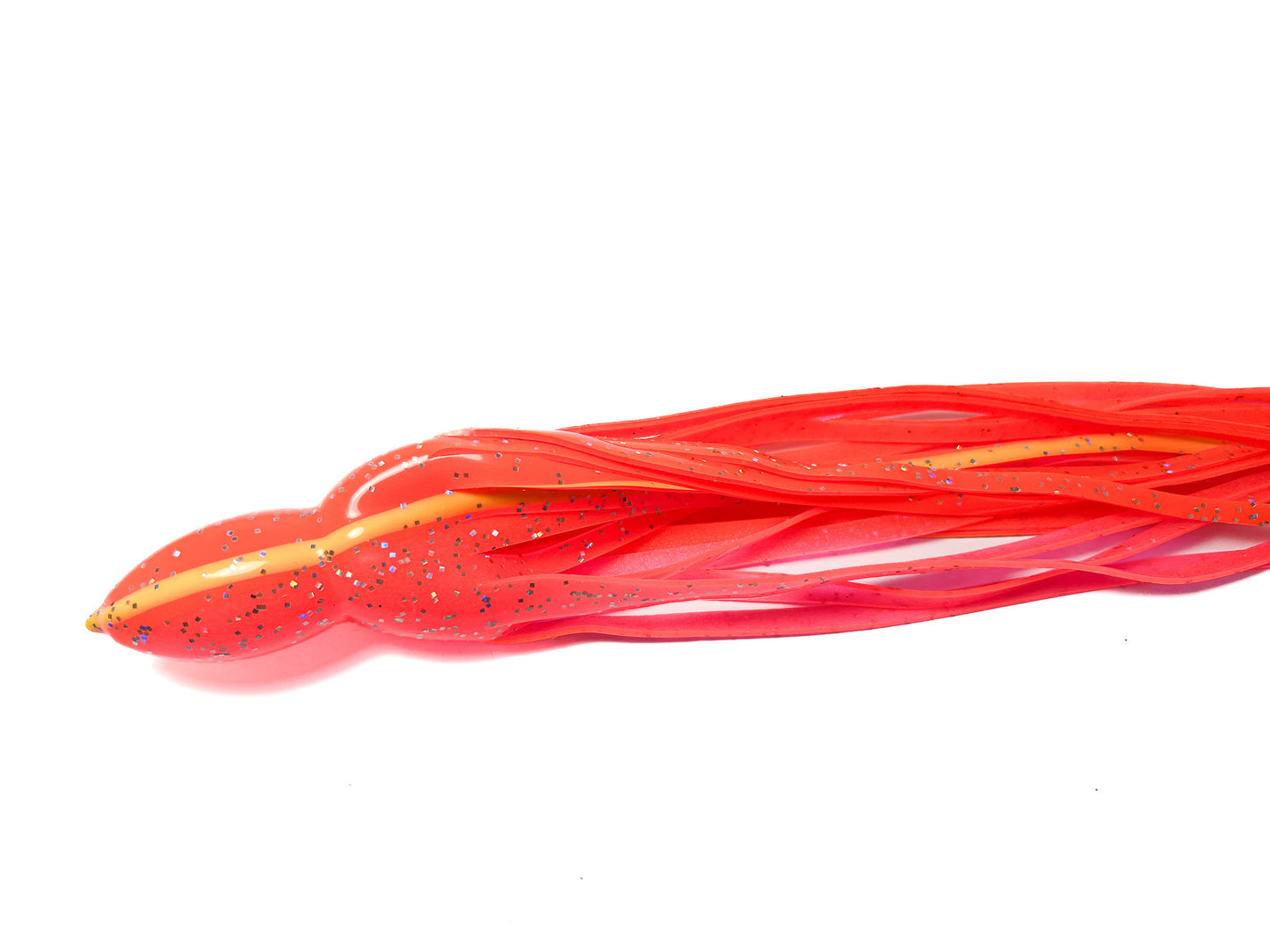 Trolling Lure Skirt - Orange Pink Yellow Stripe Silver Glitter (BlinerB)