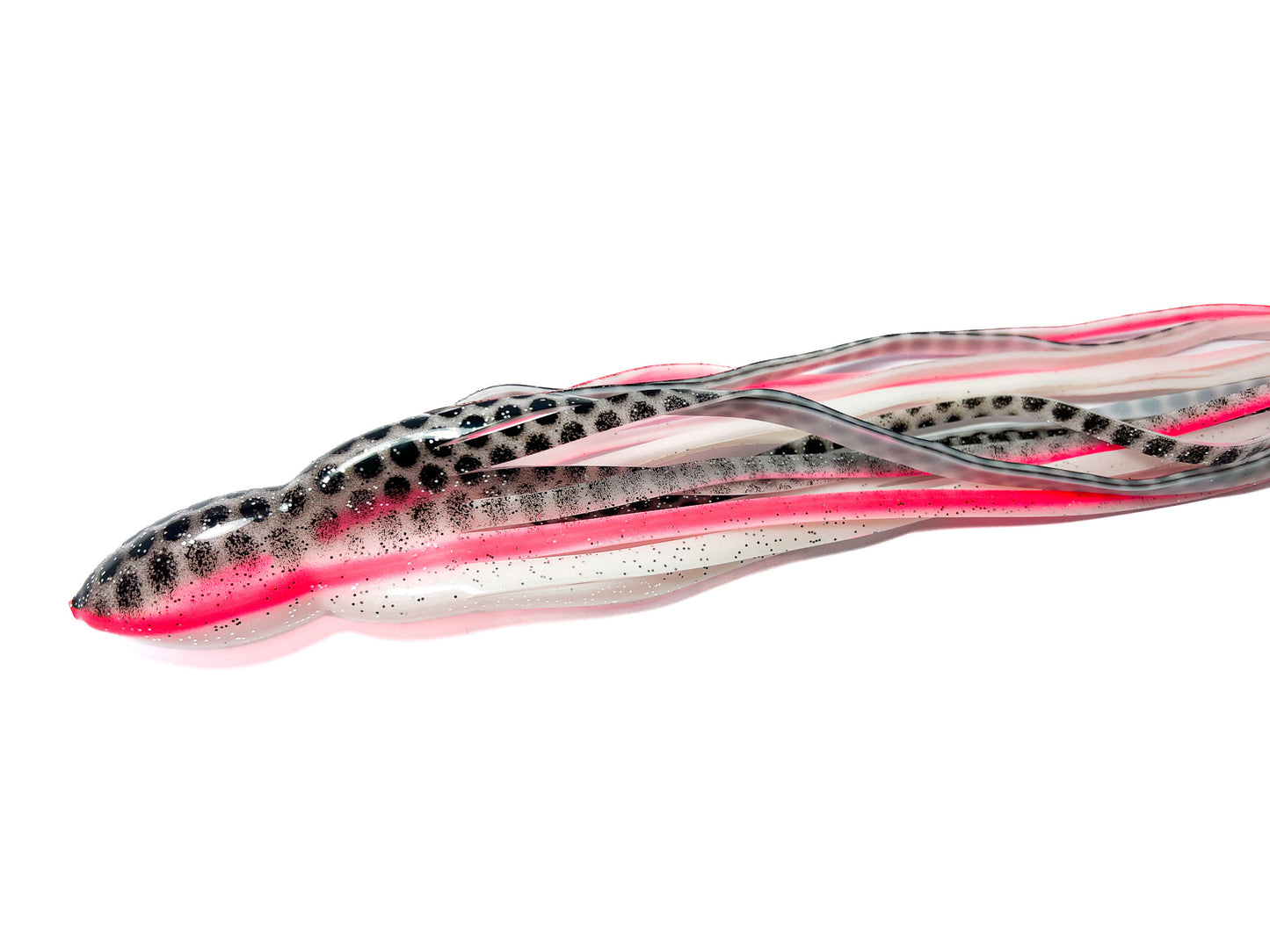 Trolling Lure Skirt - White Clear Black Dot Split Pink Glitter (339)