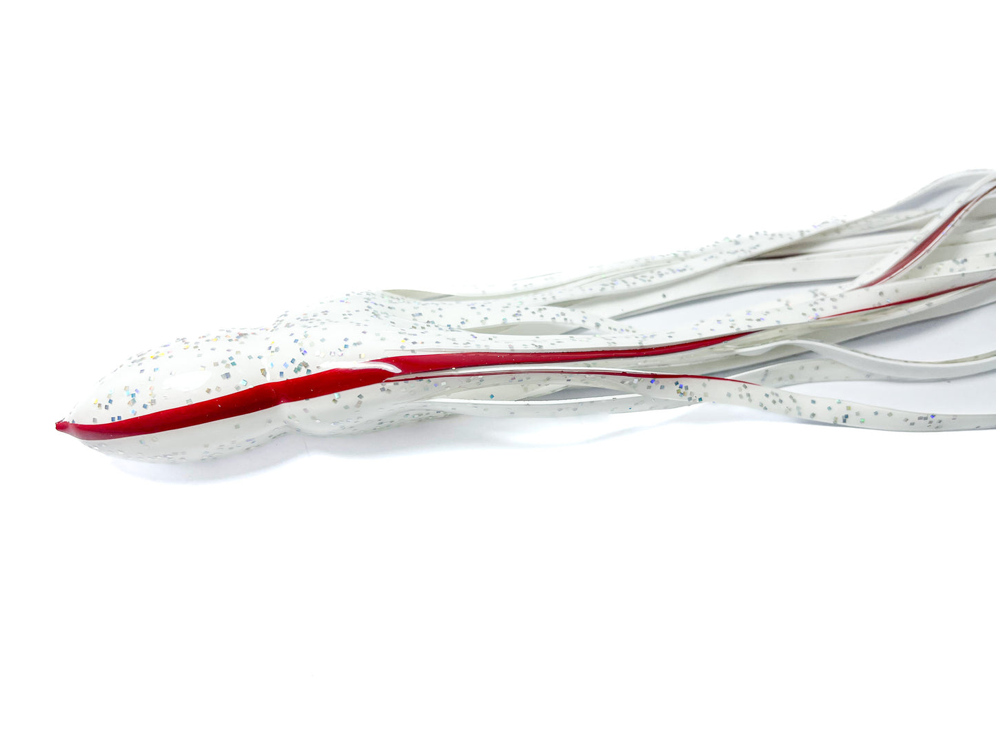 Trolling Lure Skirt - White Red Stripe Silver Glitter (JM29)