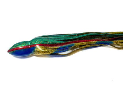 Trolling Lure Skirt - Green & Gold with Blue Tiger Stripes (169)